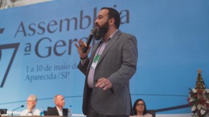 Joaquim Alberto, especialista de Pastoralidade da Ubec, durante a 57ª Assembleia Geral da CNBB. Foto: Divulgação
